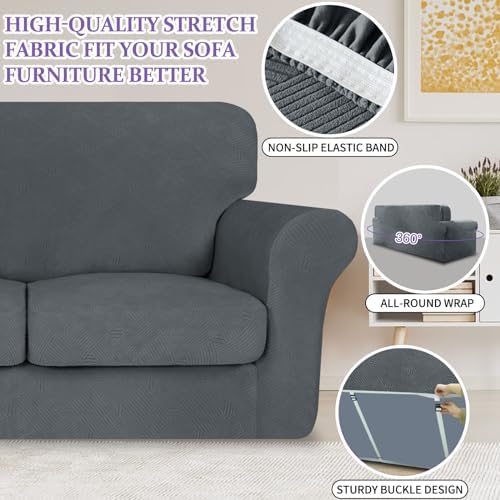 ZNSAYOTX 4 Piece Striped Sofa Covers Set 1