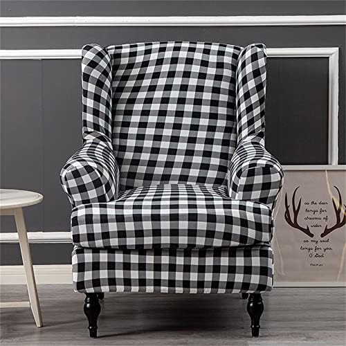 2 Piece Stretch Wingback Chair Covers with Elastic Bottom
