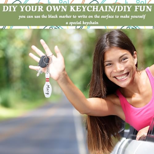 Loetere Acrylic Bowling Pin Keychains for DIY Writing and Party Favors