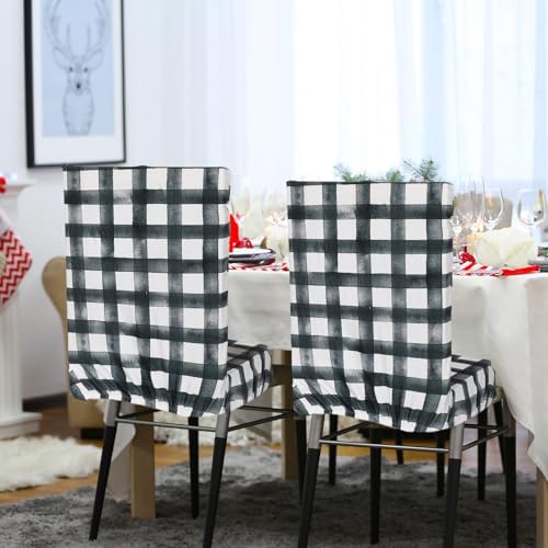 4 Pcs Christmas Dining Chair Covers with Snowman and Tree Designs