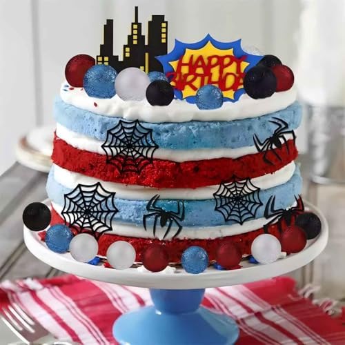 28pcs Spider Themed Birthday Cake Toppers