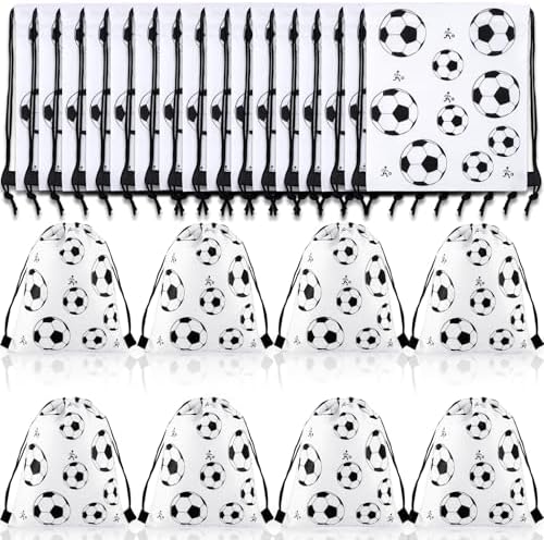 24 Pack Soccer Drawstring Backpacks