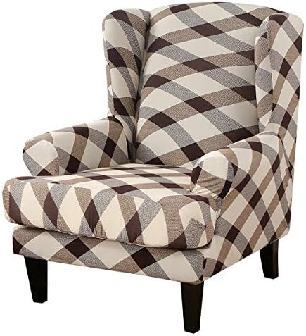 Wingback Chair Cover 2 Piece Durable Soft Slipcover for Armchair
