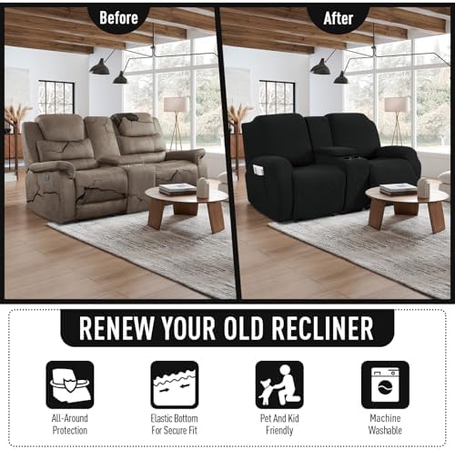 TAOCOCO Recliner Cover with Console Black