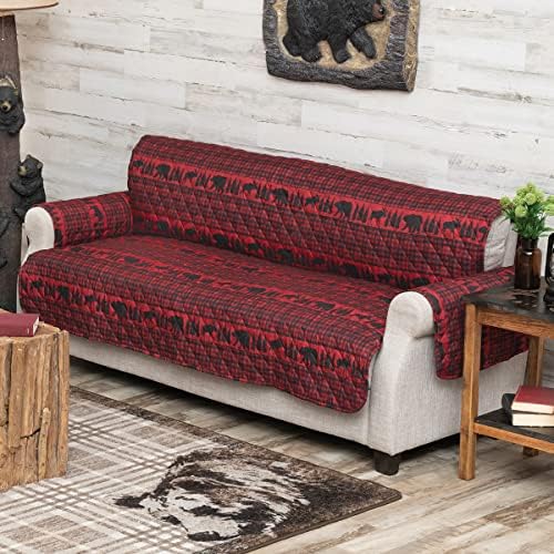 BLACK FOREST DECOR Woodland Bear Moose Plaid Sofa Cover Clearance