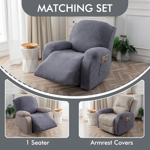 Waterproof Recliner Slipcover Pet and Kids Friendly 1 Seater Dark Gray