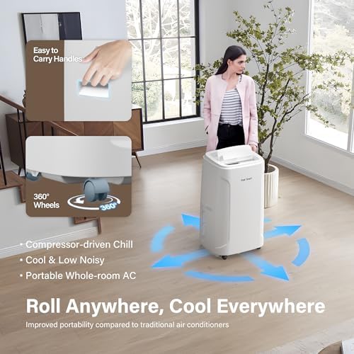 RealSmart 12000 BTU Quiet Portable AC Unit with 3-in-1 Features