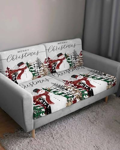 Grey Christmas Snowman Sofa Cushion Covers for L T Shape Sofas