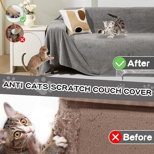 MEETSKY 91 x 150 Grey Sectional Couch Cover