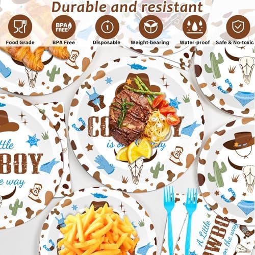 Gisgfim 96Pcs Western Cowboy Party Tableware Set
