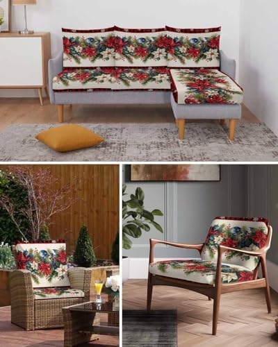 Christmas Sofa Cushion Covers Red Plaid Stretchable Sectional Couch Covers