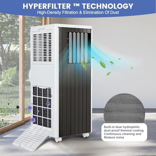 GarveeTech 8000 BTU Portable AC with Dehumidifier and Fan Black