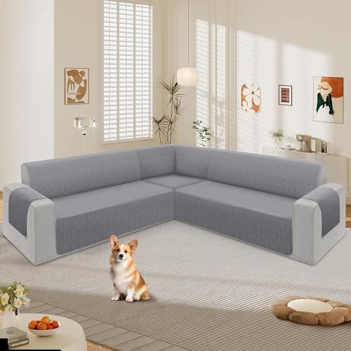ALIECOM Reversible L Shape Sofa Cover for Sectional Couch