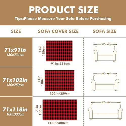 Couch Covers Red Black Buffalo Plaid Throw Covers for Couch