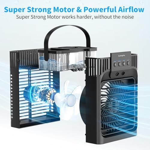 4-in-1 Portable Air Conditioner with Remote and 7 LED Light