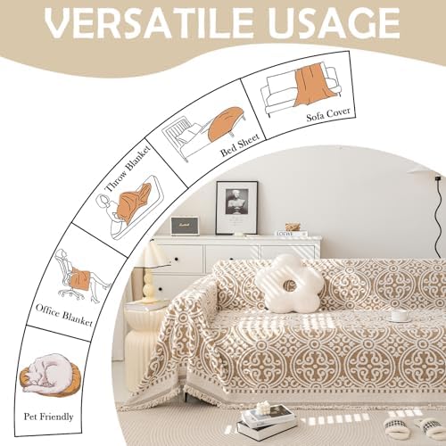 HANDONTIME Chenille Sofa Cover 71x134 Khaki