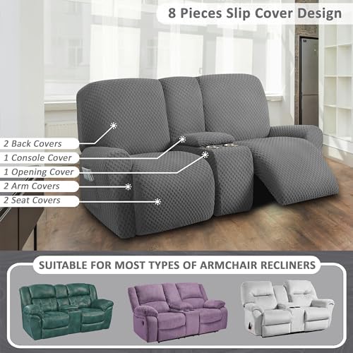 ULTICOR Reclining Love Seat Cover 8-Piece Set Thick and Soft