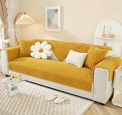Vctops Plaid Sherpa Fleece Sofa Cover for Dogs and Kids