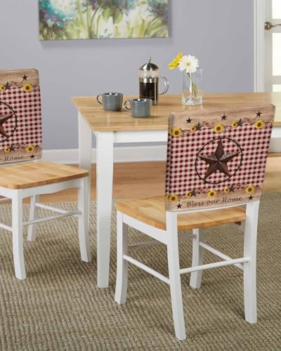 Dining Chair Cover Set of 4 Farmhouse Retro Country Star Pattern
