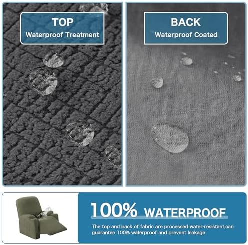 HVERSAILTEX Waterproof Recliner Slipcover Cover Medium Grey