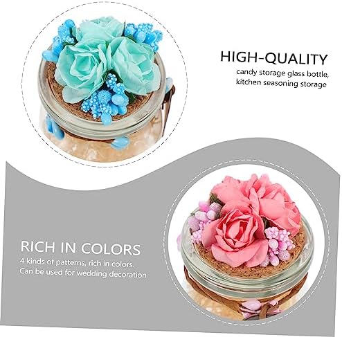 4Pcs Assorted Candy Bottles with Flower Lids 1