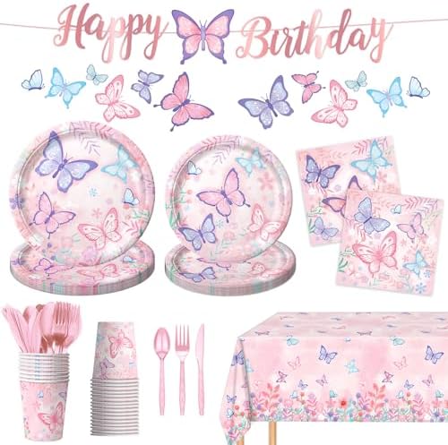 178 PCS Butterfly Birthday Party Supplies Kit