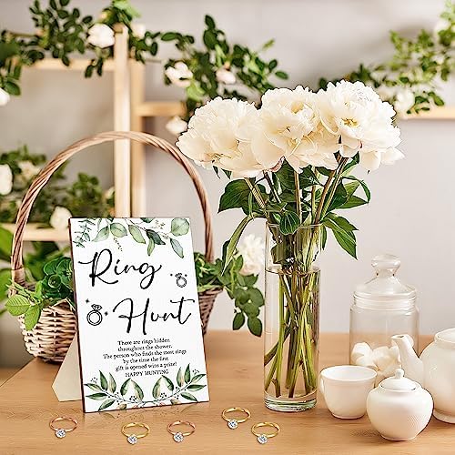 Bucherry Bridal Shower Game Sign with Rings and Party Favors