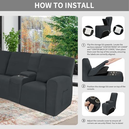 Easy-Going 100 Waterproof Recliner Console Cover - Dark Gray