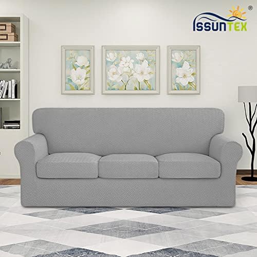 ISSUNTEX 4-Piece High Stretch Jacquard Sofa Slipcover Set