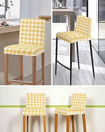 Yellow Buffalo Check Bar Stool Covers Set of 2 1