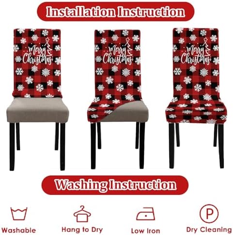 Luxury Red Buffalo Plaid Dining Chair Covers Set of 6 for Christmas