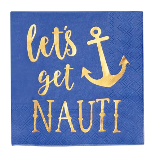 Juvale Nautical Napkins 50 Pack Blue with Anchor Design