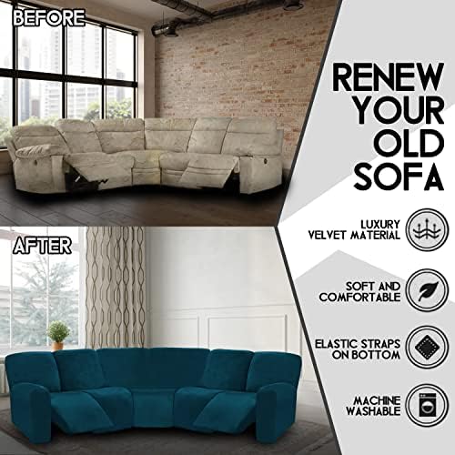 ULTICOR Velvet 7-Piece L Shape Recliner Sofa Cover