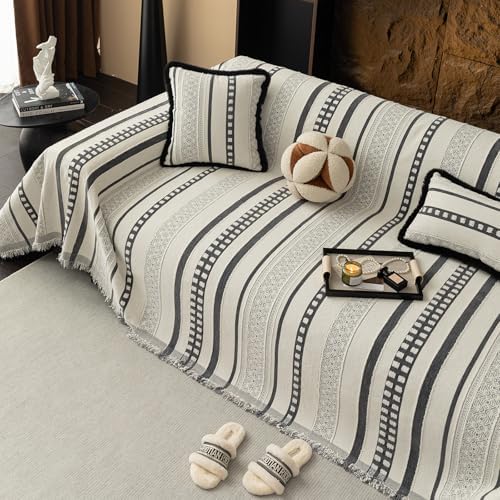 Striped Couch Cover Blankets Boho Style for Sofa and Recliner
