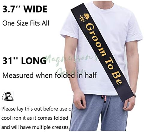 Magnussons Garden Groom Sash - Black and Gold Satin