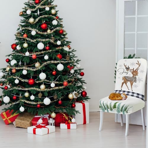 Preboun 6 Pcs Christmas Chair Covers Set Removable Washable Stretch
