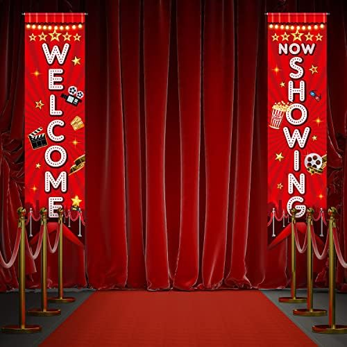 Movie Night Porch Sign Banner with Welcome and Now Showing