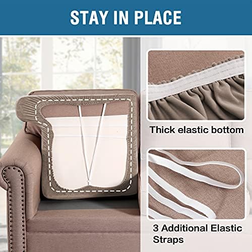 HVERSAILTEX Stretch Velvet 2 Piece T Cushion Sofa Slipcovers - Taupe 1
