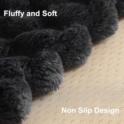 Soft Plush Faux Fur Couch Cover 36x70 Black