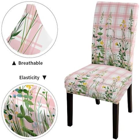 EMMTEEY Dining Chair Slipcovers Set of 6 Pink Spandex 1
