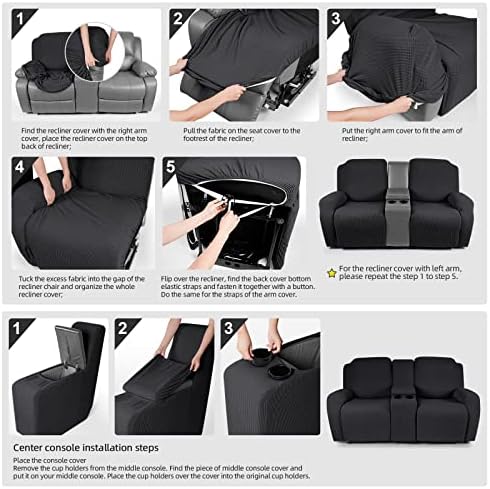TAOCOCO Recliner Cover with Console Black