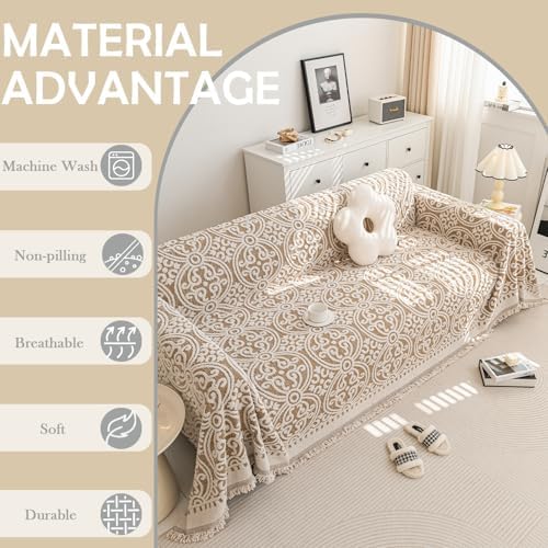 HANDONTIME Chenille Sofa Cover 71x134 Khaki