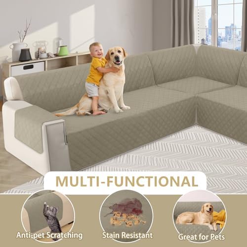 HDCAXKJ 4 Piece L Shape Sofa Cover Set for Pets and Kids