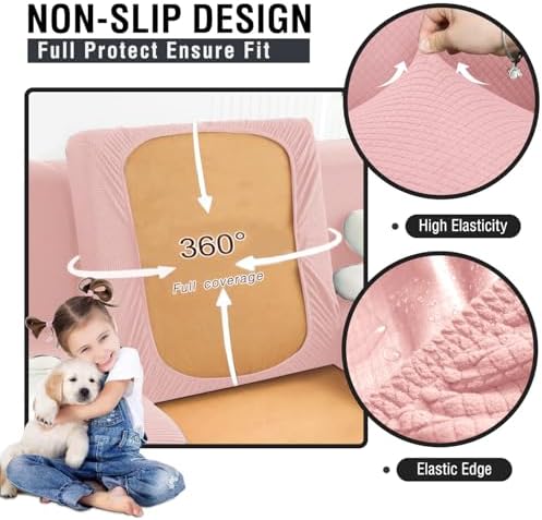 ALIECOM Pink Corner Sectional Sofa Covers 11 Piece 100 Waterproof