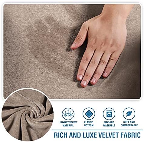 HVERSAILTEX Stretch Velvet 2 Piece T Cushion Sofa Slipcovers - Taupe 1