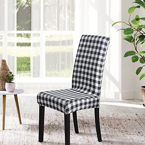 Springrico Chair Covers Set of 4 Buffalo Check Black White