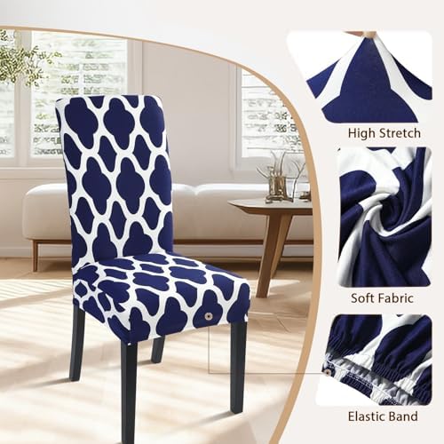 SearchI Dining Chair Covers Set of 6 Navy Blue 1