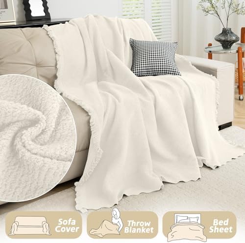 Arfntevss L Shape Sectional Couch Cover with Tassel