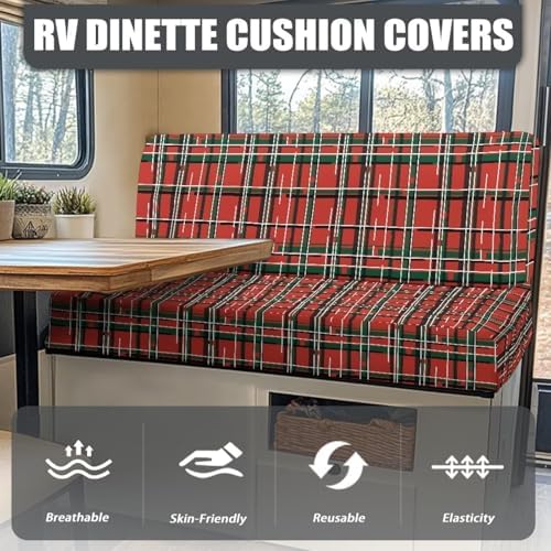 Red Plaid Stripe RV Sofa Cushion Covers