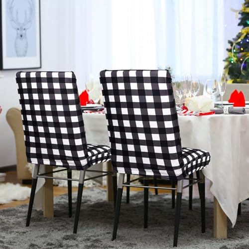 Whaline 4Pcs Christmas Chair Slipcovers with Xmas Tree Pattern